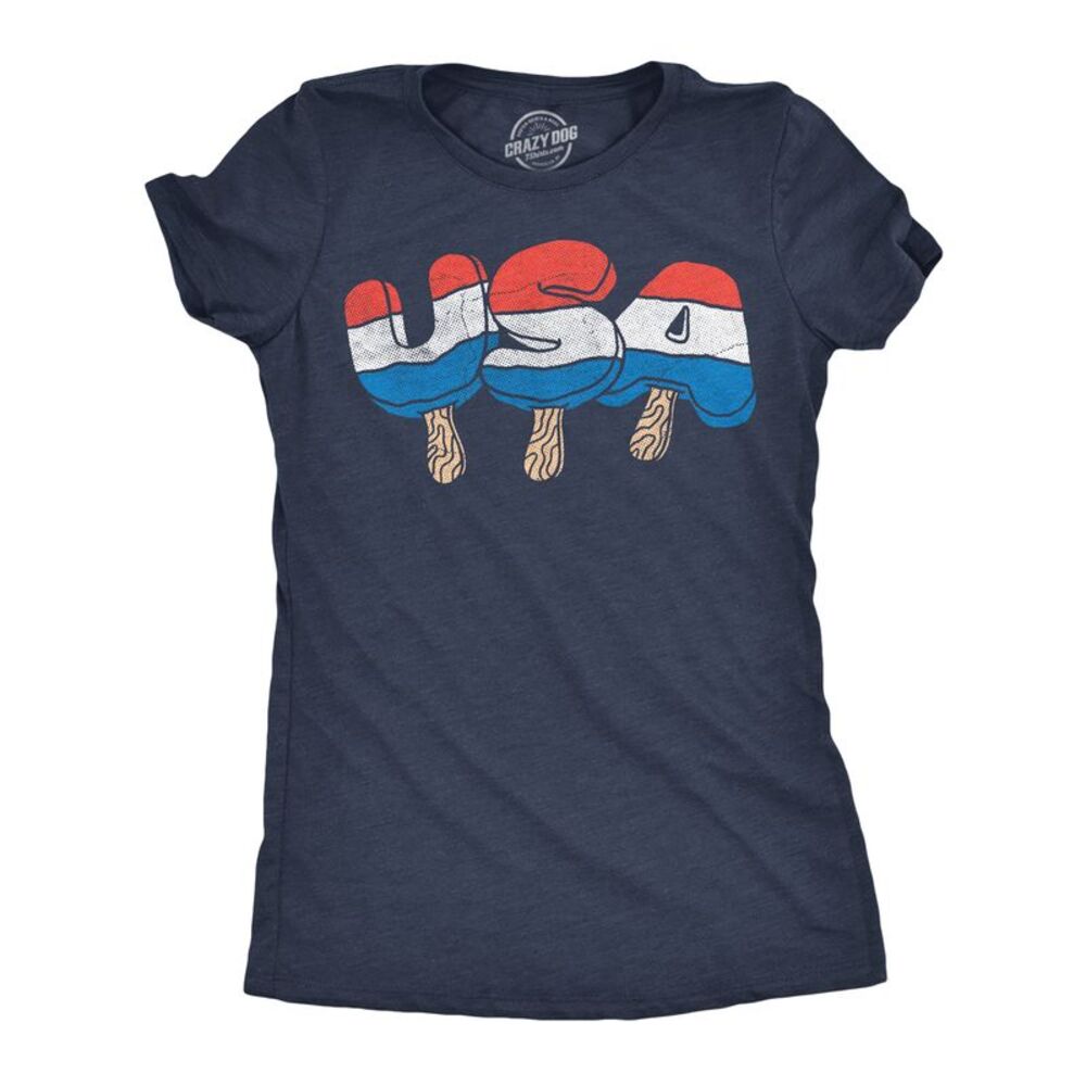 Womens Funny T Shirts USA Rocket Pop Fourth Of July Tee For Ladies
